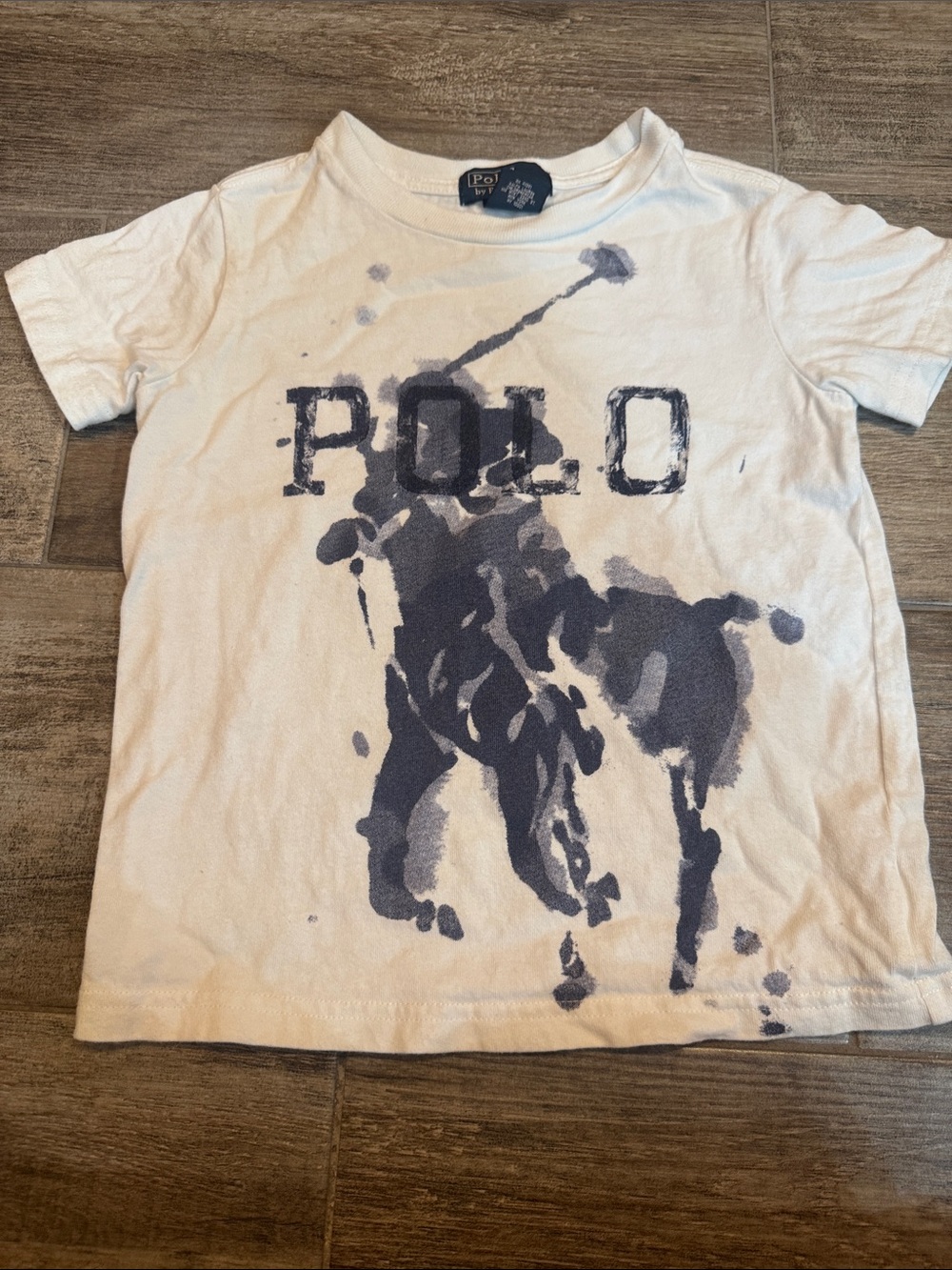 Polo by Ralph Lauren White Short Sleeve Tee with Navy Polo Player Graphic